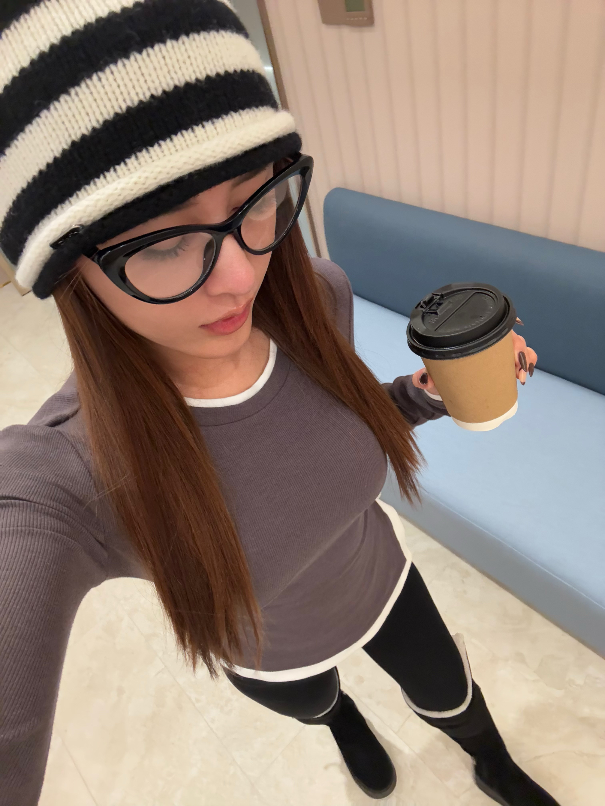 OHOCEAN假两件拼接开叉打底衫