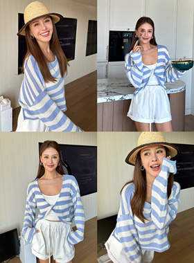 OHO秋天的温暖 两面穿 烟紫蓝针织上衣