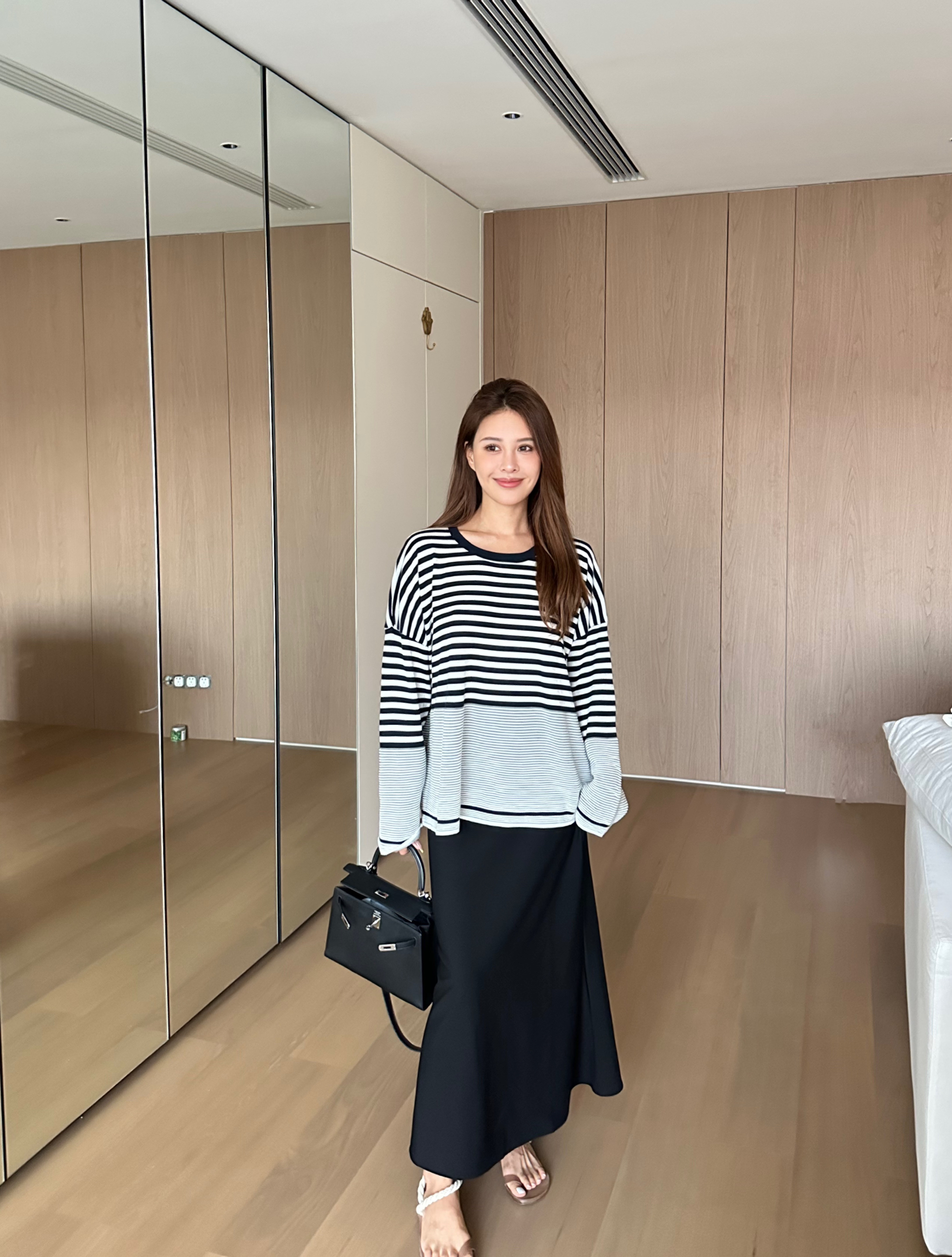 OHOCEAN条纹日系贵妇范针织上衣