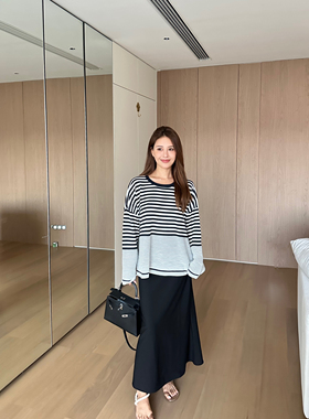 OHOCEAN条纹日系贵妇范针织上衣