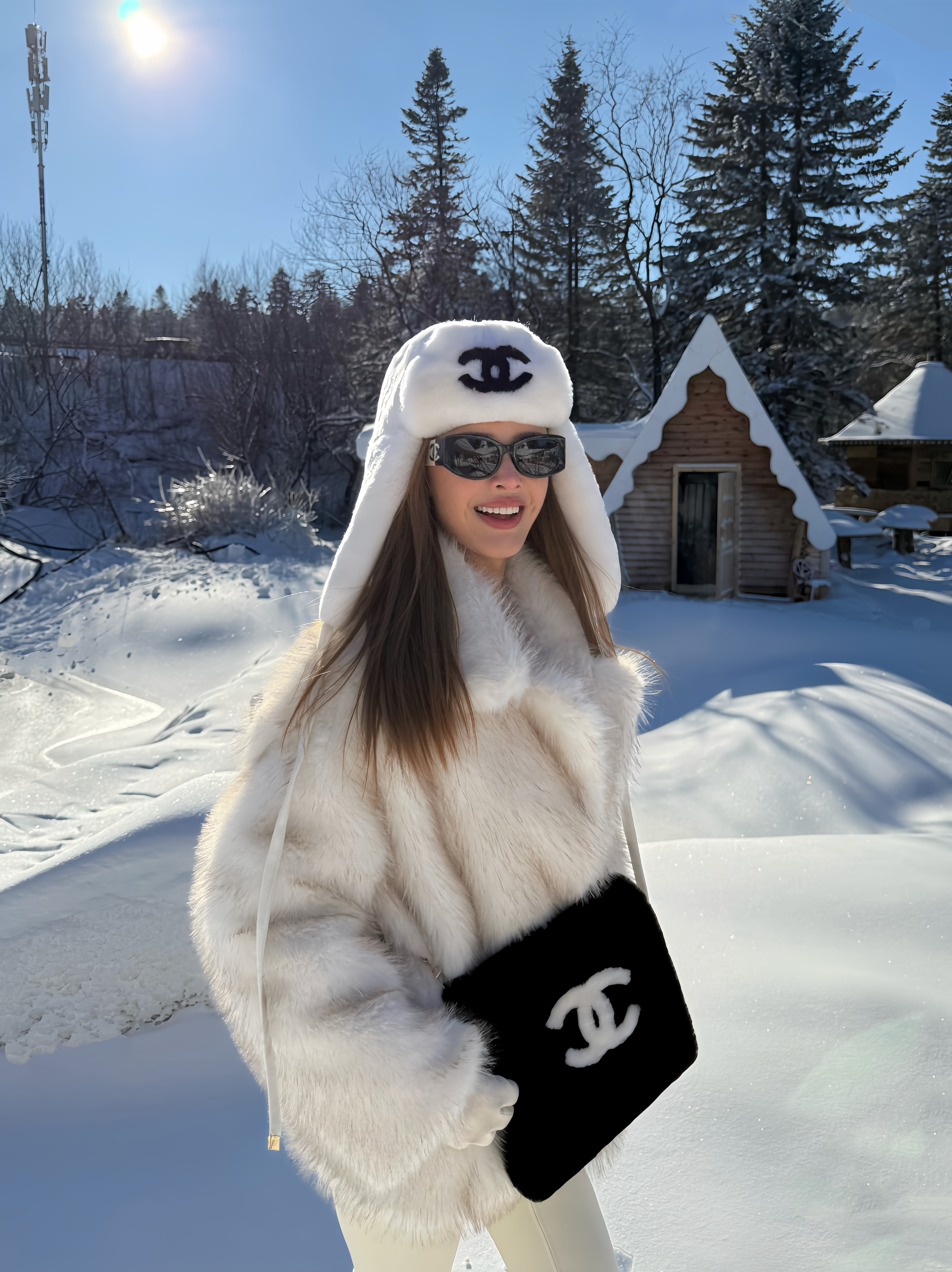 OHOCEAN 雪山白色环保皮草 暖色毛尖