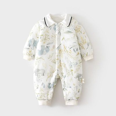 婴儿加棉100克连体衣女宝宝夹棉