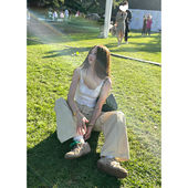 花边蕾丝白色吊带上衣夏小吊带 小白花短款 5折特价 Avocadong