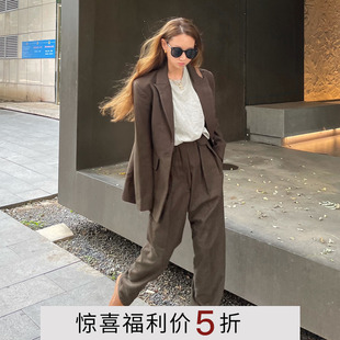 高腰直筒西裤 橄榄色小西装 Avocadong 两件套 5折秒杀