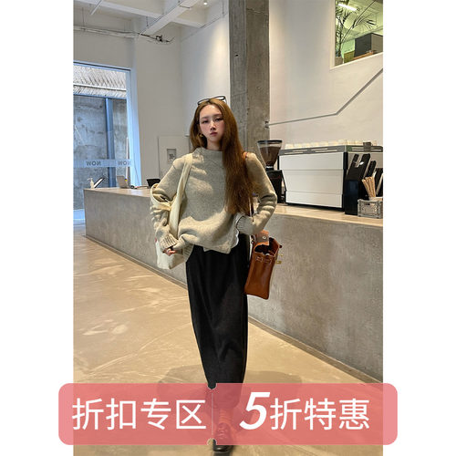 通勤合身羊毛不规则设计毛衣