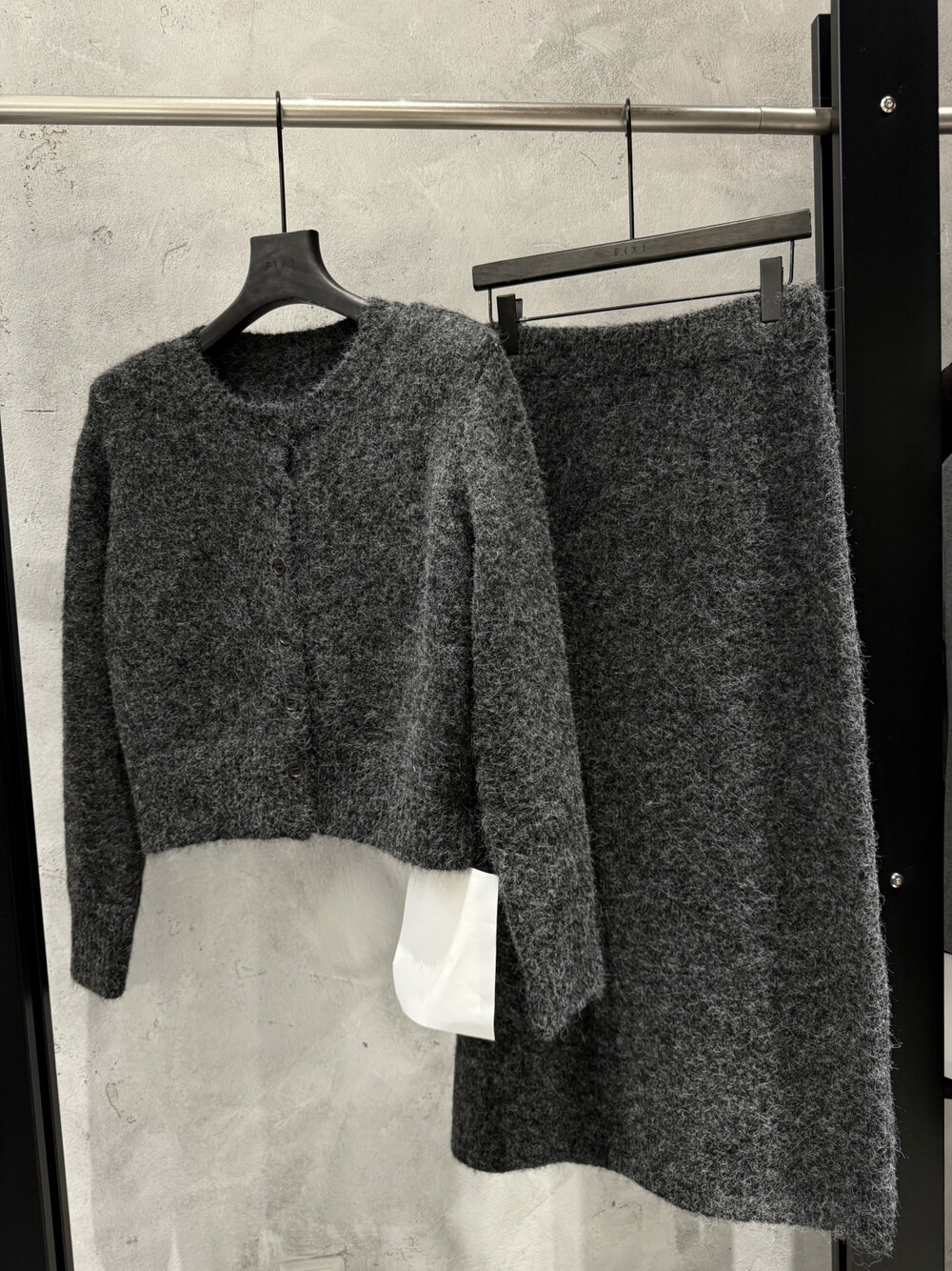 羊毛衫女套装长裙圆领长袖修身针织开衫上衣毛衣+半身裙冬季保暖