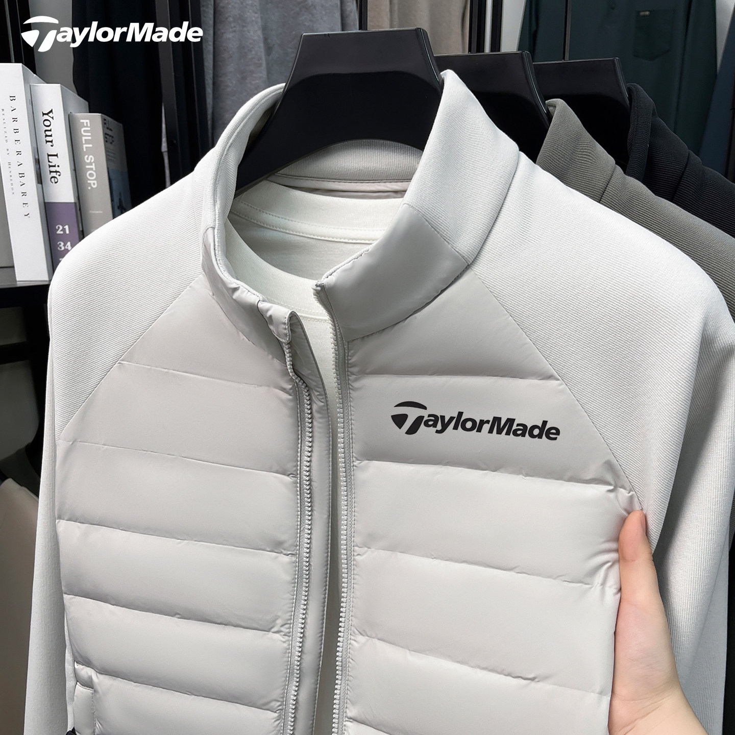 Taylormade泰勒梅高尔夫立领羽绒服男户外运动休闲白鸭绒保暖外套