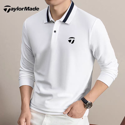 Taylormade泰勒梅高尔夫秋冬纯棉Polo衫长袖休闲户外运动t恤上衣