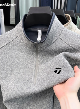 Taylormade泰勒梅高尔夫秋冬抓绒户外运动休闲长袖T恤男立领卫衣