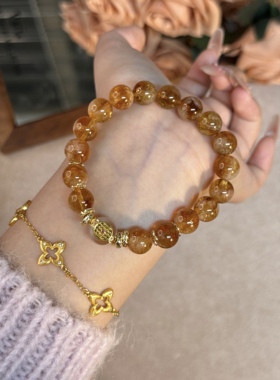 【钱途无量】9.5mm深色黄塔原创设计感天然水晶手串女高级感Y291