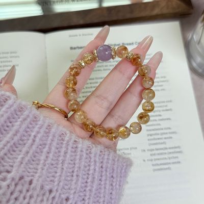 【小财迷】8m天然黄水晶紫水晶手串原创设计感简约水晶手链Y130