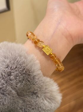 【富贵美人】7mm黄塔晶原创天然设计感水晶手串女高级感Y351