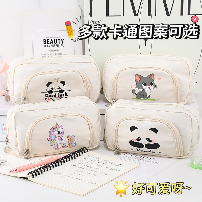 新款卡通ins大容量笔袋学生高颜值简约多层铅笔盒初中高中文具袋