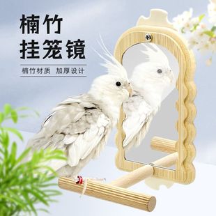 全身镜子实木玩具鸟笼互动装饰小鸟用玄凤虎皮牡丹益智配件新
