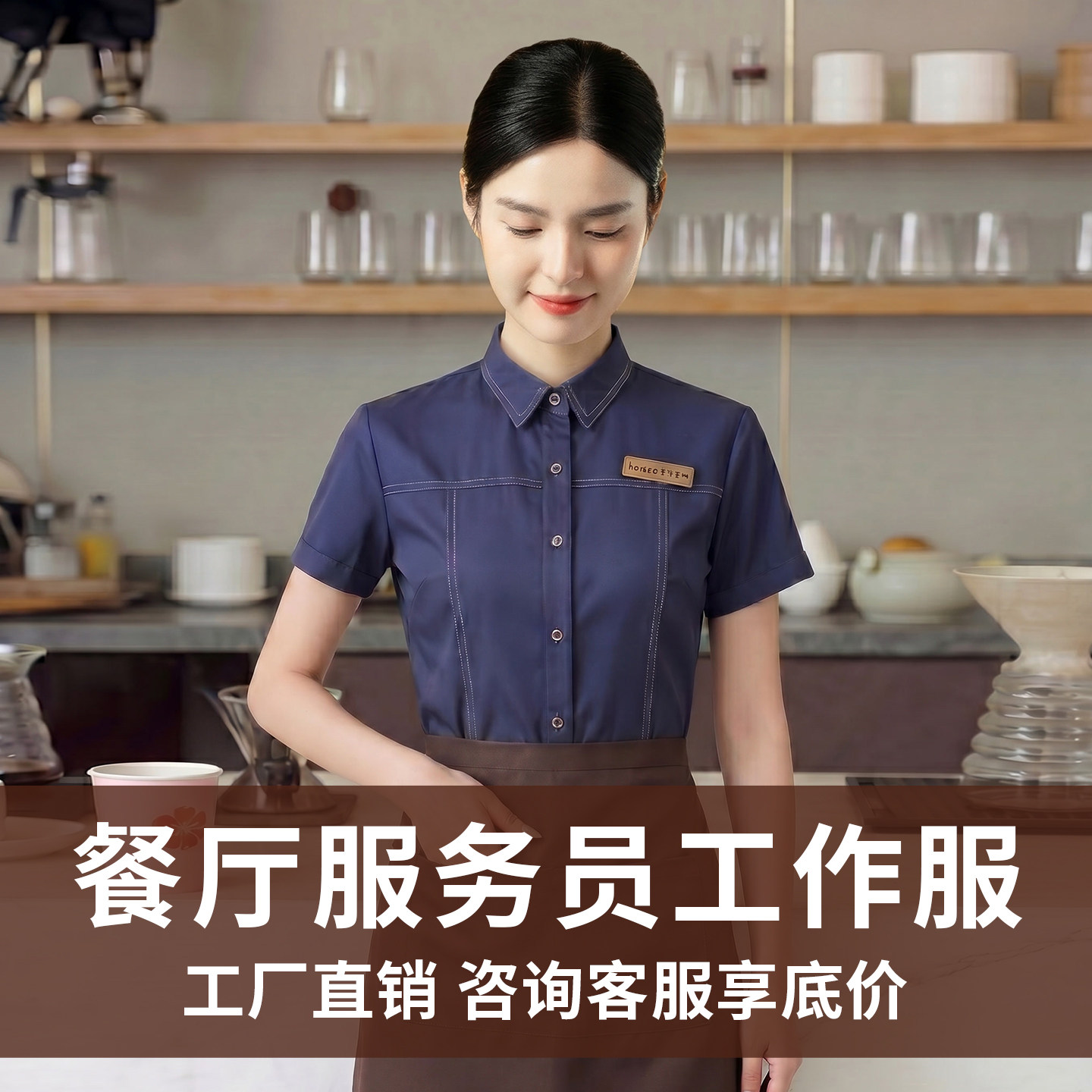 餐饮服务员工作服高级酒店餐厅饭店客房ktv酒吧女短袖美容院保洁