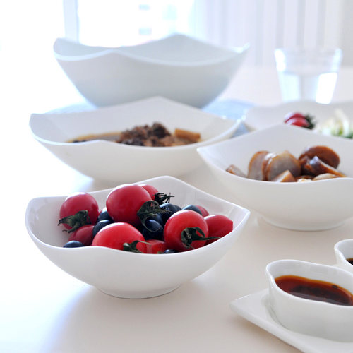 创意网红陶瓷四角方形家用沙拉盘