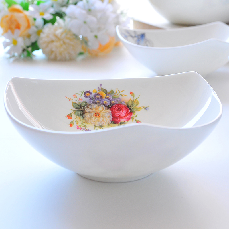 加深菜盘盘子骨瓷陶瓷三角高级