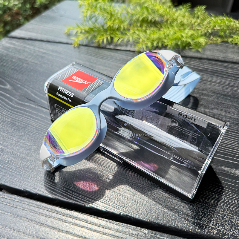 Speedo中框泳镜炫彩防雾防水泳镜