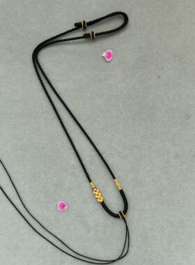 黄金吊坠绳纯手工编织项链绳女款黑绳高档玉石翡翠挂绳定制