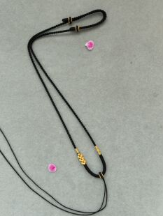 黑绳高档玉石翡翠挂绳定制 黄金吊坠绳纯手工编织项链绳女款