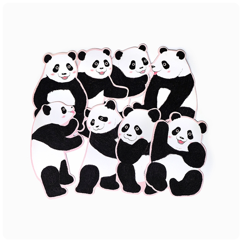 熊猫同萌原创手绘异形单张明信片成都旅游纪念品大熊猫木木卡片