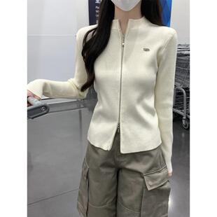 春装2026新款双拉链毛衣外套女开衫立领长袖修身针织上衣内搭打底