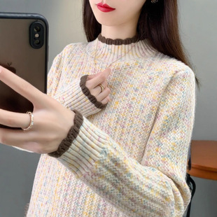 毛衣女款2026新款季内搭女秋加厚外穿半高领打底衫女针织上衣
