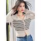 女设计感小众内搭上衣 条纹针织衫 实拍春季 领长袖