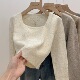 内搭打底衫 女毛衣秋冬羊绒加厚长袖 上衣 软糯小个子针织衫 方领短款