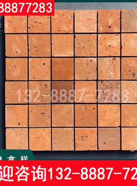 复古红砖块仿古红色艺术砖马赛克正方形墙砖形象背景墙红砖芯切片