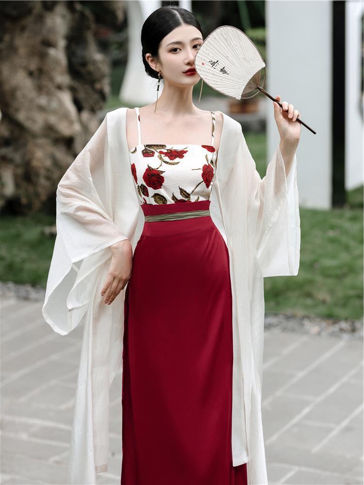 新中式女装女夏款日常改良中国风汉服元素旋半身裙三件套现货动漫