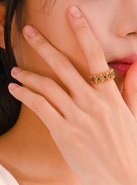 中古心之所动轻奢小众气质款开口戒指网Y状个性设计款