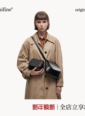 unifine包包黑色板栗包斜挎女包真皮高级马鞍包通勤小众设计皮包