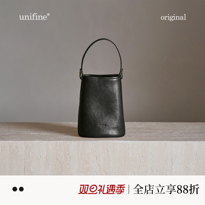 植鞣头层牛皮水桶包vol6380