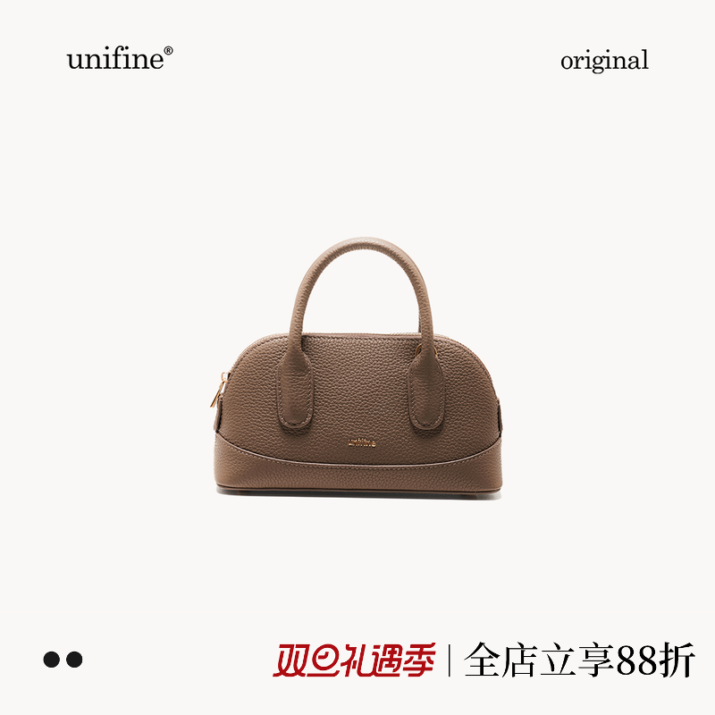 真皮通勤保龄球包女手提拎包