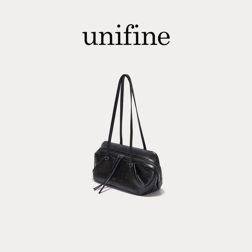 unifine法棍包头层植鞣牛皮单肩通勤腋下包包小众设计感手提女包