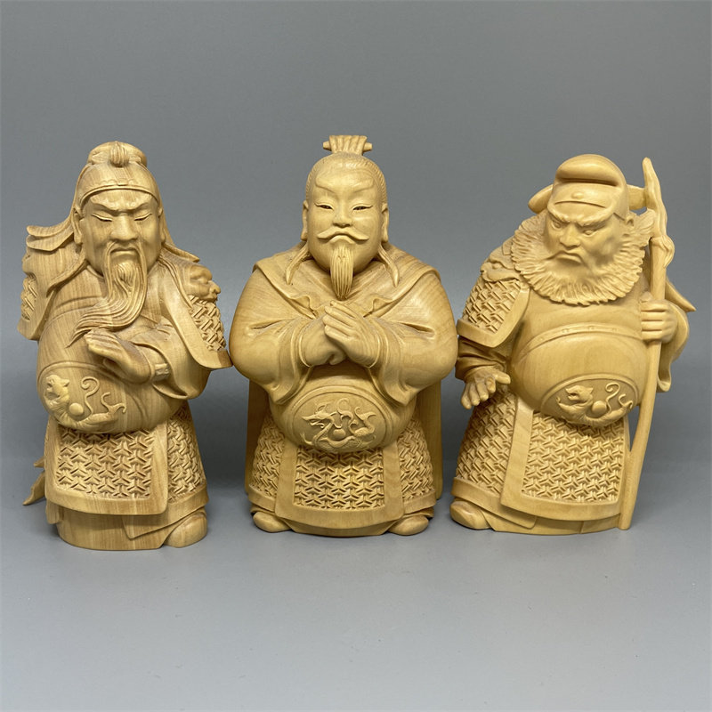 《正宗小叶黄杨木》桃园结义摆件