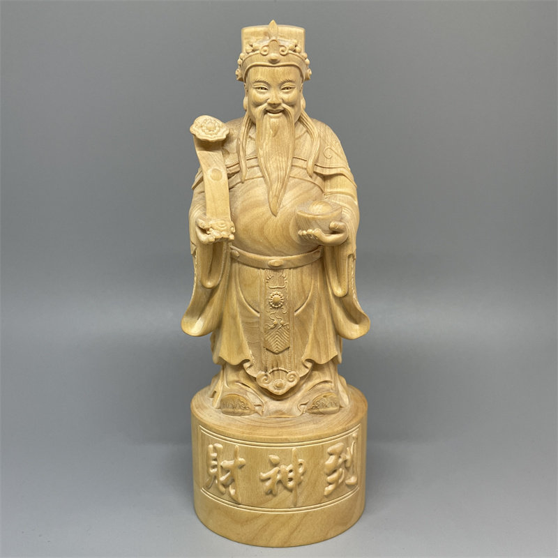 《正宗小叶黄杨木》财神驾到摆件