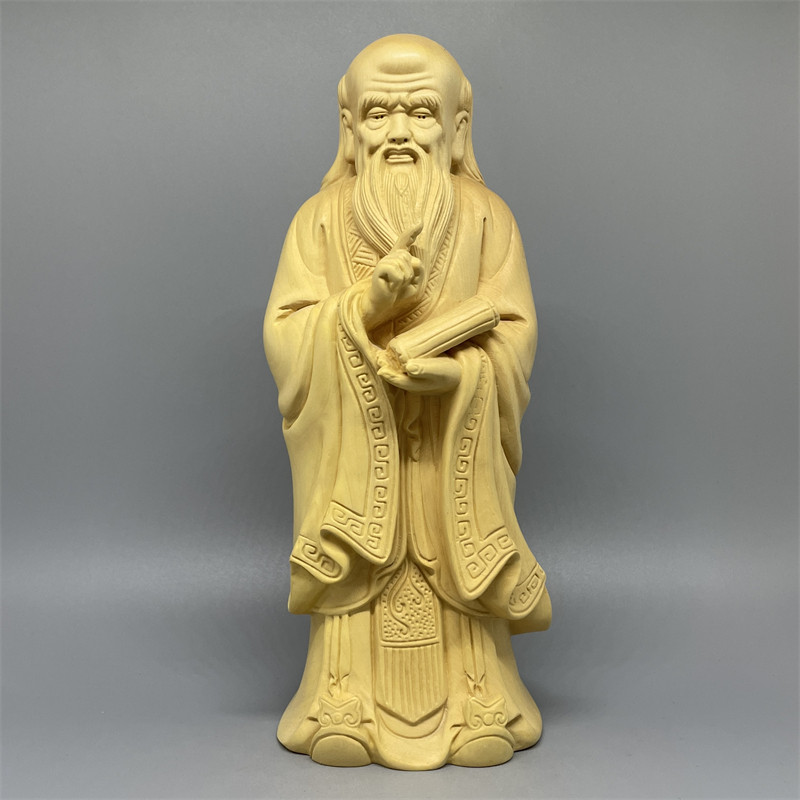 老子人物雕像黄杨木实木摆件
