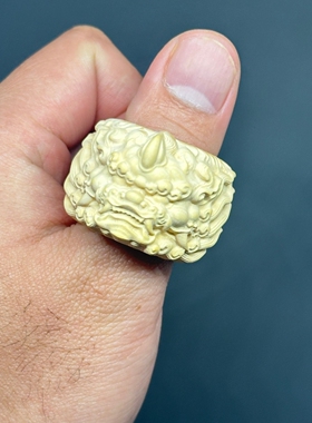 天然黄杨木雕貔貅扳指无漆无蜡