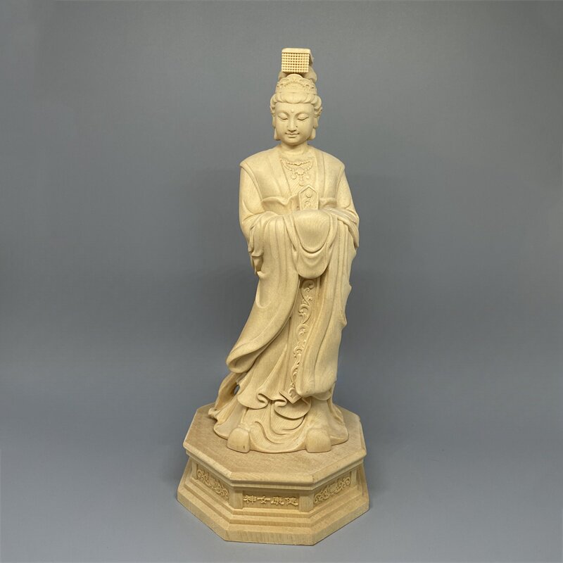 妈祖神像摆件家用工艺品桧木雕刻