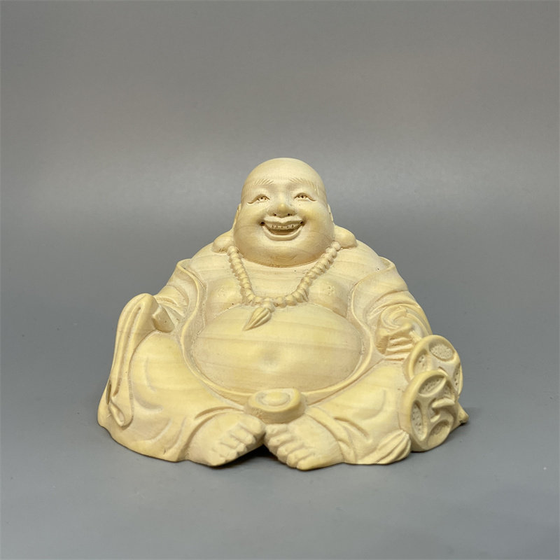 大肚弥勒佛实木摆件黄杨木工艺品