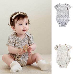 A类100%匹马棉新生婴儿男女宝宝连体衣夏季纯棉短袖包屁衣爬服