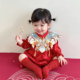 晨舞 满月百天宴 女宝宝周岁礼服婴幼儿童红色喜气生日包屁衣中式