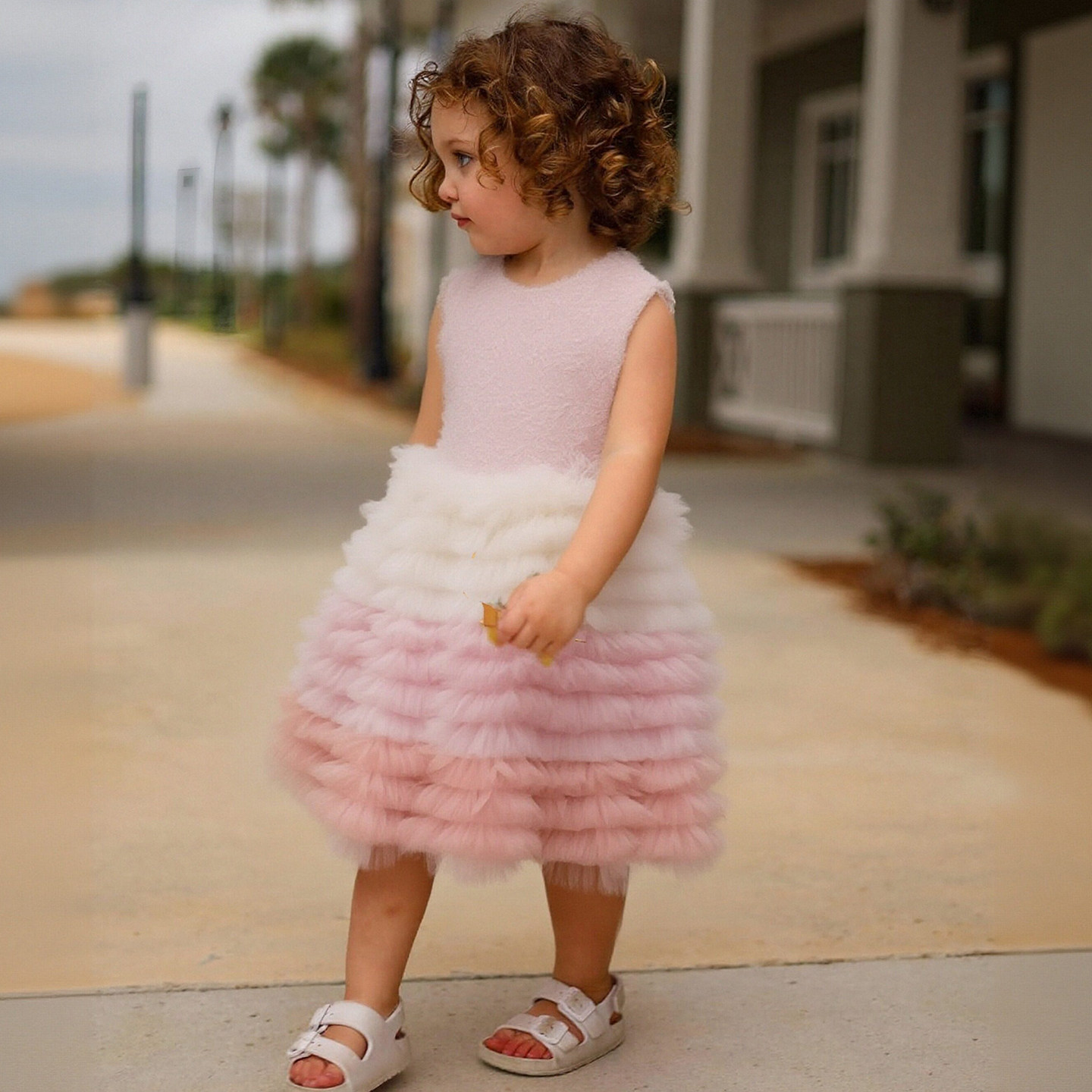 女童网纱连衣裙秋冬女孩高端礼服粉色背心裙儿童蓬蓬裙生日蛋糕裙