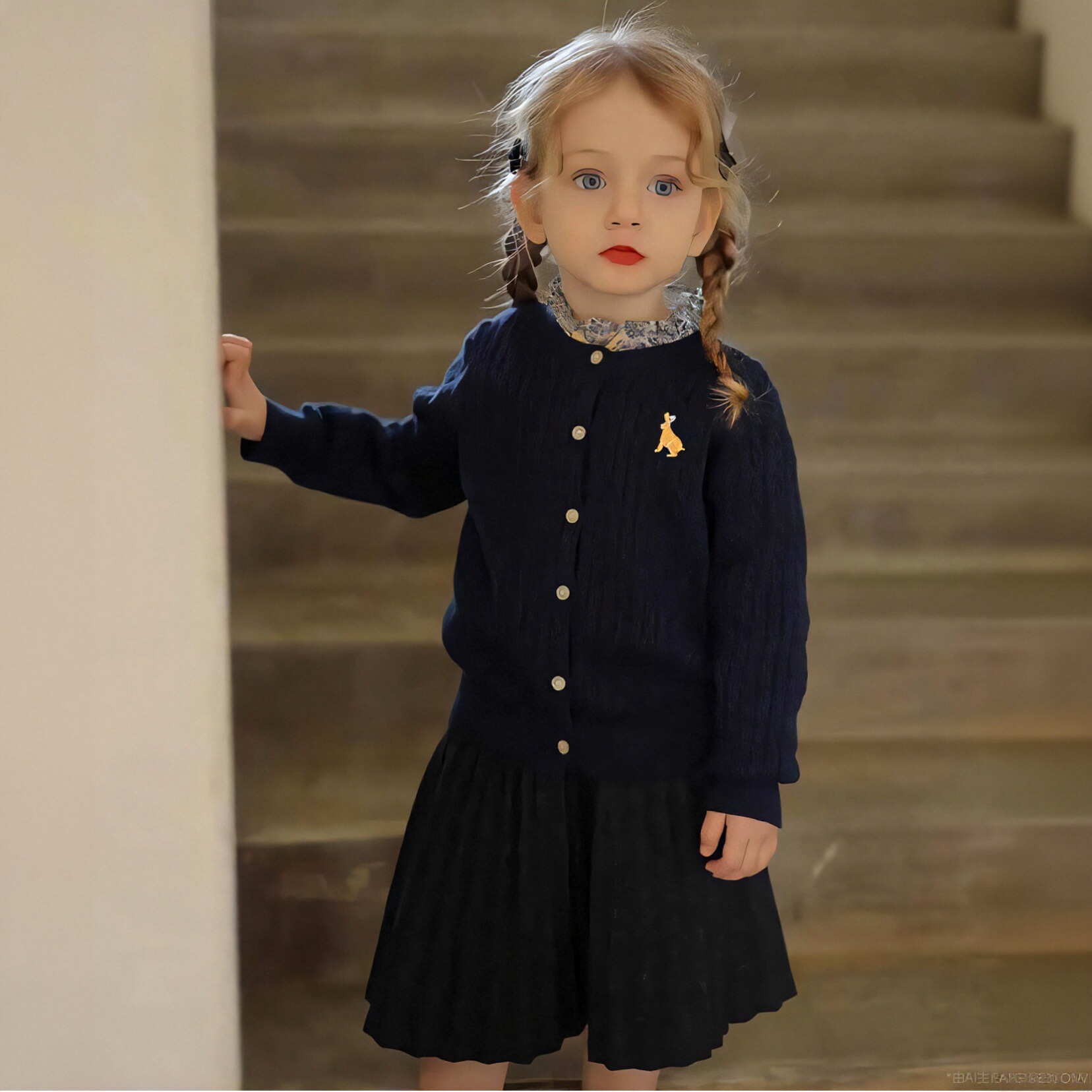 女童针织开衫春秋款麻花毛衣