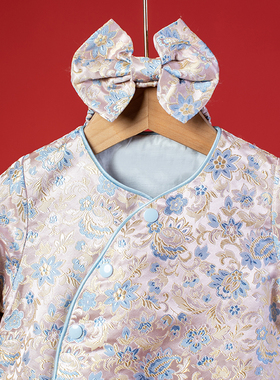 晨舞 女宝宝连体衣真丝周岁礼服百天一岁生日宴婴童包屁衣秋冬