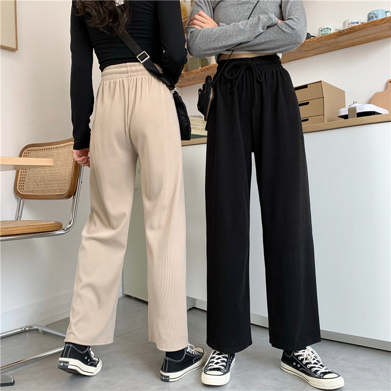 Real shot real price Korean spring new loose high waist drop wide leg pants women's casual pants women's casual pants