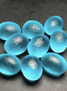 俄罗斯天空蓝玻璃陨石蛋形原石吊坠天然矿标矿物晶体奇石20-30克