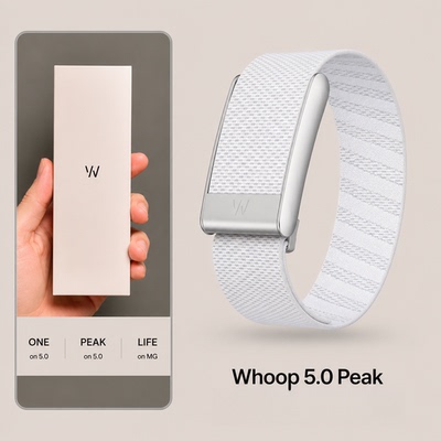 WHOOP亮银框编织弹力运动表带